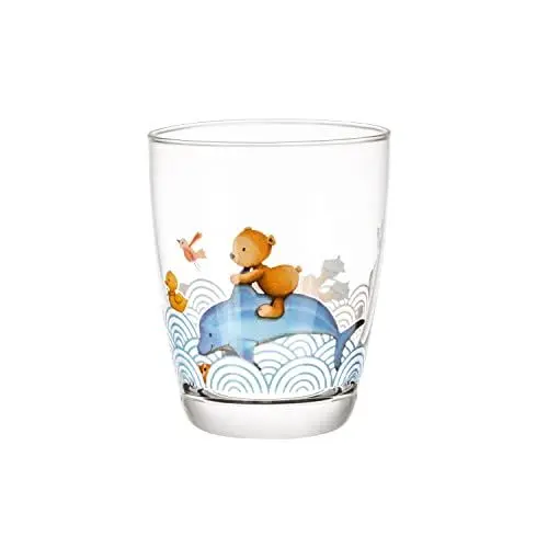 Produktbild: Villeroy & Boch – Happy as a Bear Kinderglas Set 2 teilig 150 ml, Handwäsche, Kindergeschirr, Geschirr Kinder, Glas für Kinder mit Bär, Glas