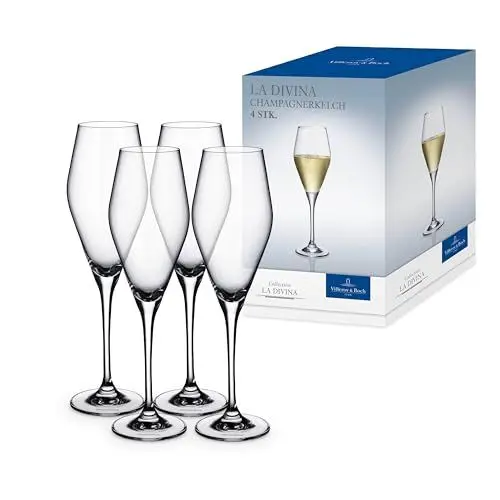 Produktbild: Villeroy & Boch – La Divina Champagnerkelch Set 4 Teilig, Champagner Gläser, Sektkelche, Hochwertige Sektgläser, Sektflöten, Prosecco Gläser, Für Champagner, Sekt, Prosecco Oder Crémant, Kristallglas