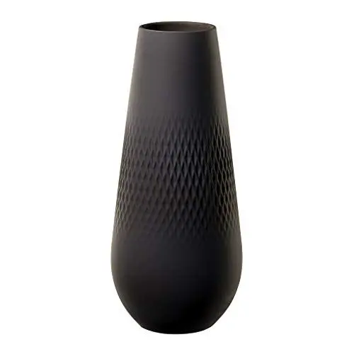 Produktbild: Villeroy & Boch – Manufacture Collier Noir Vase Carré No. 3, Vase Schwarz Matt Hoch, Hohe Vase Für Pampasgras, Bodenvase, Rosenvase, Vase Schmal Schwarz, Deko Keramik, Große Vase, Premium Porzellan