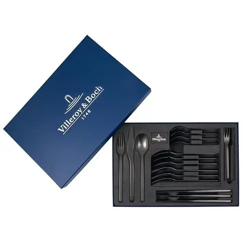 Produktbild: Villeroy & Boch – Manufacture Cutlery Tafelbesteck 20 teilig schwarz, 4 Personen, Besteck Set, Besteckset, Essbesteck, Besteck Schwarz, Schwarzes Besteck, Messer, Gabel, Löffel, Edelstahl