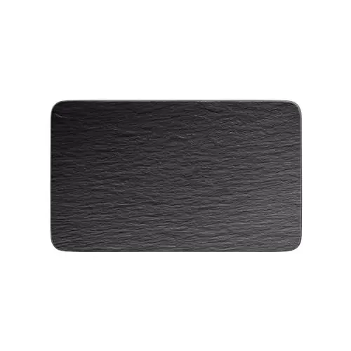 Produktbild: Villeroy & Boch – Manufacture Rock Multifunkionsteller Rechteckig Schwarz, Spülmaschinenfest, Mikrowellensicher, Servierteller, Teller Länglich, Servierplatte Schwarz, Schieferoptik, Premium Porzellan