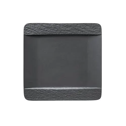 Produktbild: Villeroy & Boch – Manufacture Rock Speiseteller Quadratisch Schwarz Modern, Spülmaschinenfest, Mikrowellensicher, Teller Eckig Schwarz Matt, Schwarzer Teller, Essteller Porzellan, Premium Porzellan