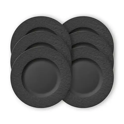 Produktbild: Villeroy & Boch – Manufacture Rock Teller Set 6 Personen Schwarz Matt, 6 Speiseteller, Spülmaschinenfest, Mikrowellensicher, Schwarzes Geschirr, Geschirrset Schwarz, Schwarze Teller, Premium Porzellan