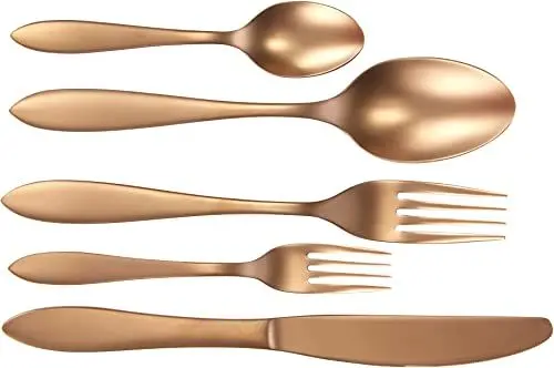Produktbild: Villeroy & Boch – Manufacture Besteckset 20tlg. Gold, Besteck, Tafelbesteck, Besteck Set 6 Personen, Edelstahl