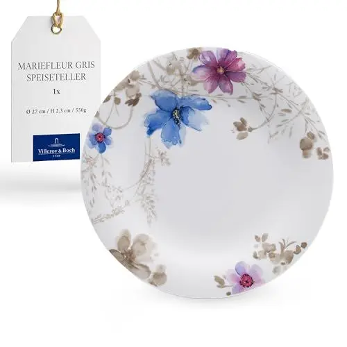 Produktbild: Villeroy & Boch – Mariefleur Gris Basic Speiseteller 27 Cm Bunt, Spülmaschinenfest, Mikrowellensicher, Geschirr Blumen, Teller, Essteller Keramik, Premium Porzellan