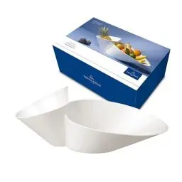 Produktbild: Villeroy & Boch – Newwave Eye-Catcher Doppelschale, Spülmaschinenfest, Mikrowellensicher, Salatschüssel, Schale, Obstschale, Snackschale, Geschirr Weiß, Groß, Premium Porzellan