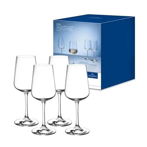 Produktbild: Villeroy & Boch – Ovid Weißweinglas-Set 4 teilig 380 ml, Spülmaschinenfest, Gläser, Weißweingläser, Weinglas Set, Weingläser Weißwein, Schöne Weingläser, Weinglas Kristall, Kristallglas