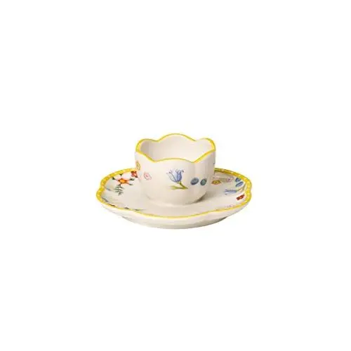 Produktbild: Villeroy & Boch – Spring Awakening Eierbecher Mit Untertasse Weiß/Bunt, Ostern Deko, Deko Ostern, Oster Deko, Premium Porzellan