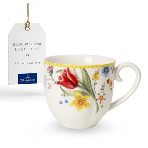 Produktbild: Villeroy & Boch – Spring Awakening Henkelbecher, Tasse, Ostergeschirr Frühling, Becher, Henkelbecher, Geschirr Blumen Ostern, Kaffeebecher, Heißgetränkebecher Für Kaffee, Porzellan
