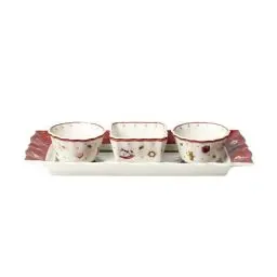 Produktbild: Villeroy & Boch – Toy's Delight Dip Set 4 Teilig, Servierplatte Mit Schälchen, Dipschälchen Set, Weihnachten, Tischdekoration Toys, Serviertablett, Schalen, Weihnachtsdeko Innen, Premium Porzellan