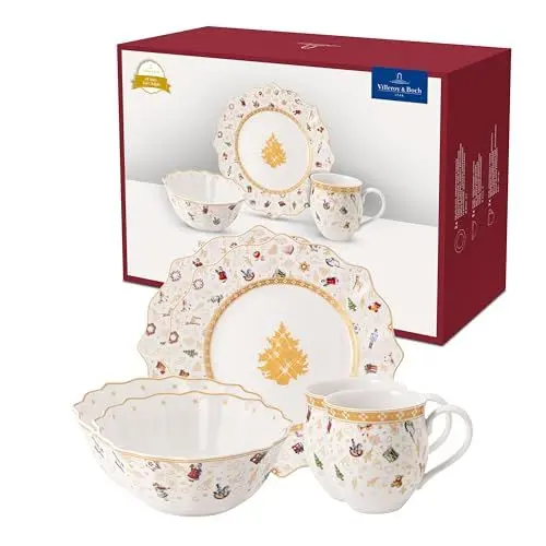 Produktbild: Villeroy & Boch – Toy's Delight Frühstücksset Für 2 Personen Weihnachten, Jubiläumsedition, Kaffeeservice Weihnachten, Weihnachtliches Geschirr, Kaffeegeschirr Toys, 6 Teilig, Premium Porzellan