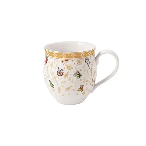 Produktbild: Villeroy & Boch – Toy's Delight Henkelbecher Gold, Spülmaschinenfest, Mikrowellensicher, Kaffeebecher Weihnachten Toys, Tasse Weihnachtsmotiv, Weihnachtsgeschirr, Weihnachtsbecher, Premium Porzellan
