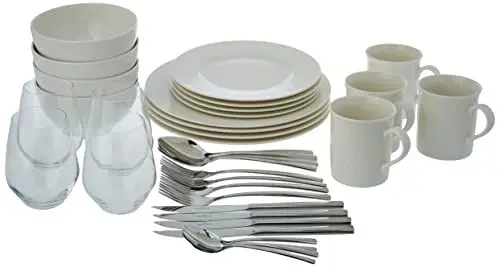 Produktbild: Villeroy & Boch – Twist White Geschirr Set 36 Teilig Weiß, Spülmaschinenfest, Mikrowellensicher, Zeitloses Geschirrservice, Geschirrset, Tafelservice, Service Modern, Premium Porzellan