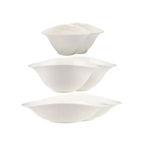 Produktbild: Villeroy & Boch – Vapiano Schalen-Trio 6 teilig weiß, Spülmaschinenfest, Mikrowellensicher, Geschirrset, Pastaschalen, Salatschalen, Suppenschalen, Keramik Schalen, Schüsseln Tief, Premium Porzellan