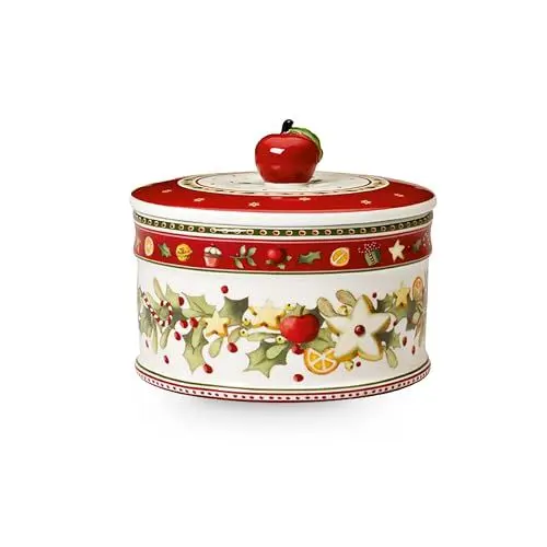 Produktbild: Villeroy & Boch – Winter Bakery Delight Mittelgroße Vorratsdose, Gebäckdose Weihnachten, Keramik Keksdose Mittel, Plätzchendose, Weihnachtsdose, Dose, Box, Süßigkeiten Aufbewahrung, Premium Porzellan