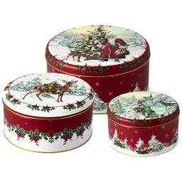 Produktbild: Villeroy & Boch – Winter Collage Accessoires Gebäckdosen Set 3 Teilig Weihnachten, Dosen, Keksdosen, Weihnachtsdosen, Weihnachtsgebäckdosen, Blechdosen, Nostalgische Weihnachtsdeko, Plätzchendosen