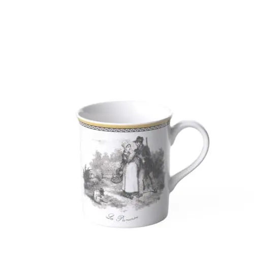 Produktbild: Villeroy und Boch Audun Chasse Kaffeebecher, 300 ml, Höhe: 9,1cm, Premium Porzellan, Weiß/Bunt