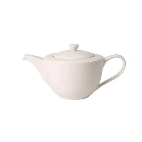 Produktbild: Villeroy und Boch For Me Teekanne, Weiße Porzellankanne mit Henkel und Deckel aus Premium Porzellan, spülmaschinengeeignet, 1300 ml