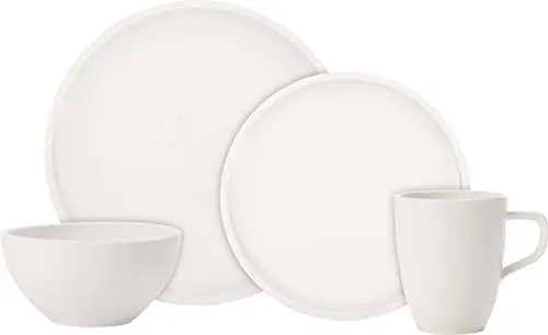 Produktbild: Villeroy & Boch – Artesano Starter-Set Set 8 teilig Weiß, Spülmaschinenfest, Mikrowellensicher, Geschirrset, Geschirr Set, Porzellan, Teller, Tafelservice, Service Modern, Premium Porzellan