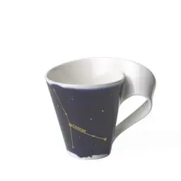 Produktbild: Villeroy und Boch - NewWave Stars Becher mit Henkel, formschöne Tasse mit Krebs-Motiv, Premium Porzellan, spülmaschinengeeignet, weiß/blau, 300 ml