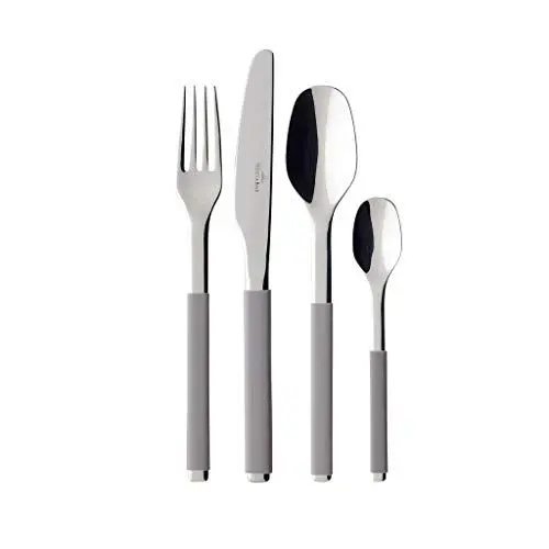 Produktbild: Villeroy und Boch - S+ Taupe Tafelbesteck 24tlg., hochwertiges Edelstahlbesteck mit Silikongriff für bis zu 6 Personen, spülmaschinenfest, grau