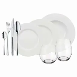 Produktbild: Villeroy und Boch - Wonderful World White 4 Friends Tafel Set, 36 tlg. Service für Feste, Premium Porzellan, weiß, 18/10 Edelstahl, Kristallglas