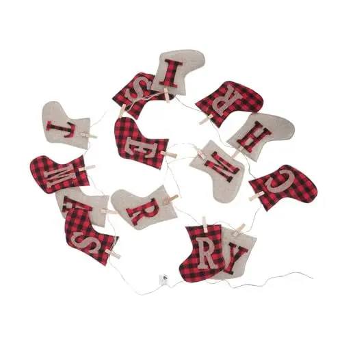 Produktbild: VILLFUL 1Stk Laternenpfahl Weihnachtsdekorationen Weihnachtsbanner Krippendekor Weihnachtskamin Christbaumschmuck fairy lights fairylights weihnachtsdekor-banner Banner mit Licht Baumwolle