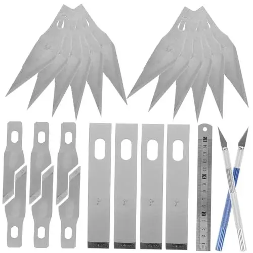 Produktbild: VILLFUL Bastelmesser-Set Hobbymesser Kunsthandwerksmesser Edelstahl Rutschfester Griff Für Schablonen Holz Kunststoff Papier Leder