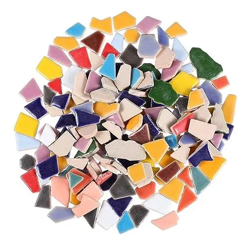 Produktbild: VILLFUL 200G Bunte Diy Mosaikfliesen Keramische Mosaiksteine Unregelmäßige Mosaikpartikel für Kreative Bastelprojekte Vielfalt an Farben und Formen für Dekoration und Handwerk