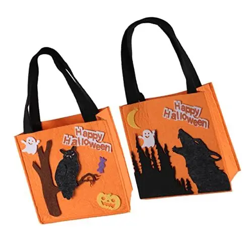 Produktbild: VILLFUL 2 Stk Halloween-Süßigkeitsbeutel Süßigkeitengeschenk Halloween süße Taschen Tragetasche halloween kinder party halloween kinderparty Süßigkeiten-Keks-Tasche Halloween-Tasche Stoff