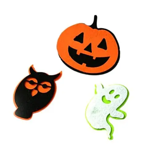 Produktbild: VILLFUL 3 Stück Halloween-stoffflicken Geister-kürbis-eulen Vliesstoff-patches Für Kostüm-diy Abdeckung Für Löcher Und Flecken
