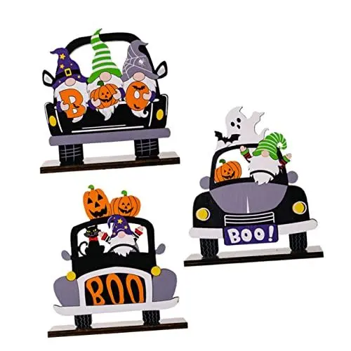 Produktbild: VILLFUL 3St Halloween-Autodekoration halloween figuren halloween-figuren party dekoration Halloween-Tischdekorationen Halloween-Dekoration Embleme Halloween-Holzhandwerk Holzverzierungen