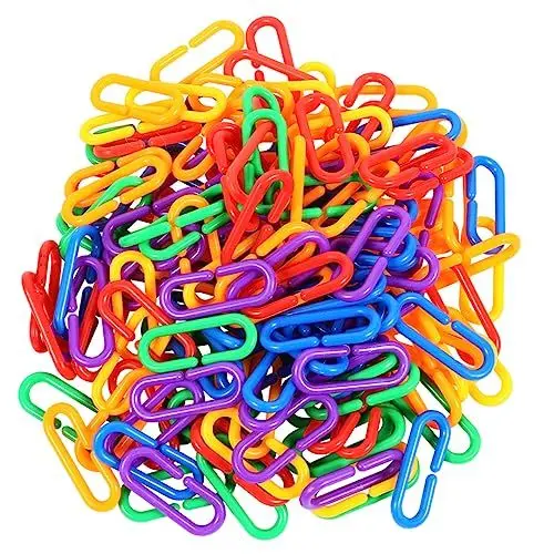 Produktbild: VILLFUL Vogelkettenglieder-Set 500 Stück Kunststoff-Clips Papageienspielzeug Zubehör Geometrische Form Kettenhaken Für Papageien Nymphensittiche