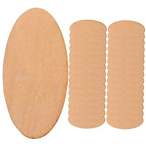Produktbild: VILLFUL 50 Stück Ovale Unbehandelte Holzscheiben Zum Basteln Leere Holzscheiben Für Heimwerker Und Diy-projekte