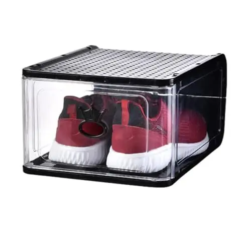 Produktbild: VILLFUL 5er Satz Faltbare Schuhboxen Transparent Stapelbar Schuhbehälter Aus Kunststoff Organizer Für Schrank Zu Hause