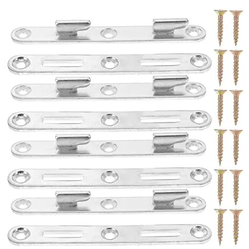 Produktbild: VILLFUL 4 Sätze Halterungs-Hardware Schrauben Schienenhaken Haken Möbel Holzbett Ersatzbretter Schlitz Mit Fußplatten Hardware-Befestigungselemente Kopfteile
