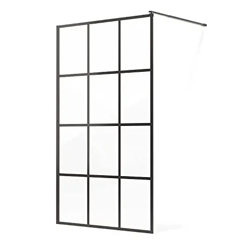Produktbild: VILSTEIN | Duschwand Schwarz 120 x 195 - Walk In Glaswand aus 8mm ESG-Sicherheitsglas mit Nanoversiegelung - Duschwand mit verstellbarer Teleskopstange aus Edelstahl - Duschabtrennung Schwarz