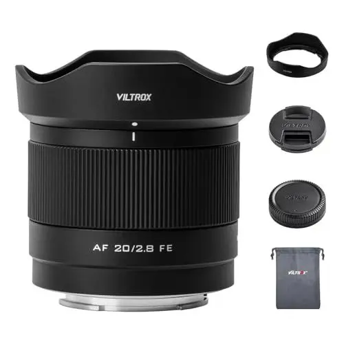 Produktbild: VILTROX 20mm f2.8 FE, 20mm f/2.8 e-Mount Vollformat AF Ultraweitwinkel Autofokus Objektiv für Sony e Mount, Prime Weitwinkelobjektiv a7cr a7cii a7c a6700 zv-e100 a6600 a6400 a7iv a7iii