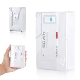Produktbild: VILTROX BP-V50 V Mount Akku Battery Mini V Lock mit LCD-Anzeige,Dual D-Tap&USB Output 50Wh/14.8V,Weiß Mini V Lock Akku in Camcordern,Kameras,LED-Lampen,Monitoren,MacBooks und Smartphones