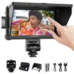 Produktbild: VILTROX DC-550 Touchscreen Kamera Field Monitor 5,5 Zoll 1200 Nits DSLR Camera Monitor 4K HDMI Eingang/Ausgang Full HD 1920x1080 IPS 3D-Lut Video Peaking Focus Assist mit Akku und Sonnenschutz haube
