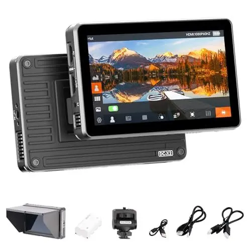 Produktbild: VILTROX DC-X2 Kamera Field Monitor 2000Nits 6-Zoll Touchscreen DSLR Kamera Monitor mit 1920x1080 IPS 4K HDMI Loop In/Out 3D LUTs Waveform Video Peaking Fokus Assist Akku und Sonnenblende