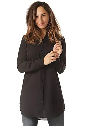 Produktbild: Vila Damen Vilucy Button L/S Tunic - Noos Bluse, Schwarz,42