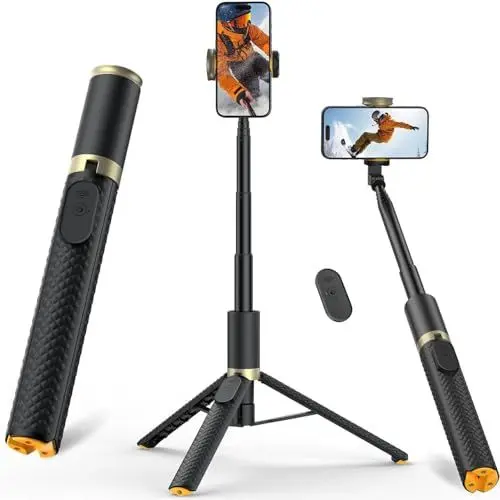 Produktbild: Vimose Handy Stativ, Schwere Ausführung Selfie Stick mit Fernbedienung, tragbares Reisestativ für Selfies Videoaufnahmen Vlog, 158CM ausziehbarer Stativ für SmartphoneTripod für iPhone Android Samsung