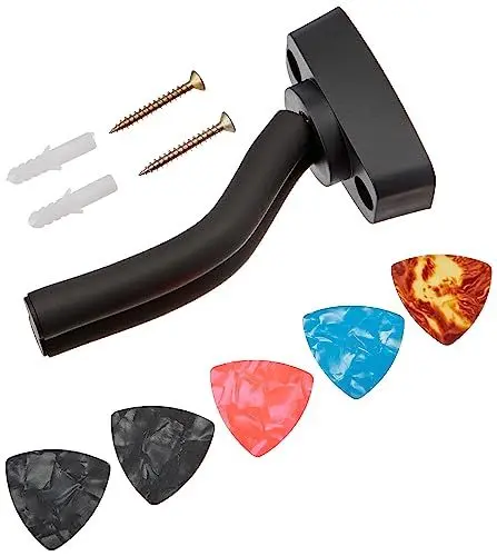 Produktbild: Vinabo Gitarrenhaken mit 5 Gitarrenplektren, schwarz