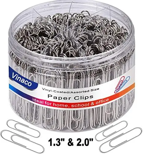 Produktbild: Vinaco Büroklammer Silber, 500 Stück Groß Büroklammern 50mm & Büroklammern 32mm, Langlebig und Rostfrei Paper Clips Idee für Schule, Büro. Metall Büroklammern Klein und Bueroklammern Gross