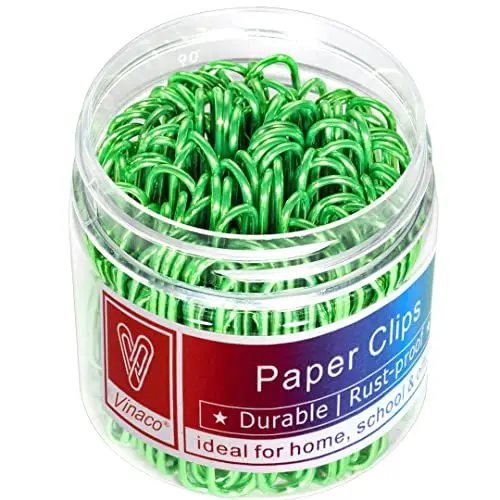 Produktbild: Vinaco Büroklammern, 100 Stück große Büroklammern (50 mm), helle Vinylbeschichtete Büroklammern, robust und rostbeständig, grüne Jumbo-Büroklammern Ideal für Schule, Haushalt und Büro