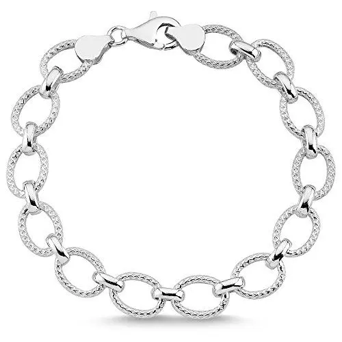 Produktbild: Vinani Damen Armband 925 Silber - x Muster mit Verzierungen beweglich ovale Glieder Ösen glänzend 20 cm - aus Italien - 2AB3