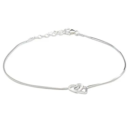 Produktbild: Vinani Fußkettchen Doppel Herz 23 cm auf 27 cm verlängerbar Italien hochwertig Sterling Silber 925 Fußkette FDH