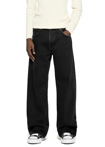 Produktbild: Vince Baggy Fit Jeans Black Jeans Herren 5 Pocket Style Mit Knopf- und Reißverschluss 100% Baumwolle, Farbe:Black, Hosengröße:W36 L32