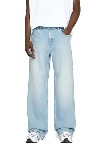 Produktbild: Vince Baggy Fit Jeans Sand Blue Jeans Herren 5 Pocket Style Mit YKK Reißverschluss 100% Baumwolle, Farbe:Sand Blue, Hosengröße:W34 L30